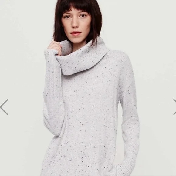Lou & Grey Sweaters - 🩶 LOU & GREY LOFT FUZZY CONFETTI EYELASH COWL TURTLENECK COZY OVERSIZE SWEATER